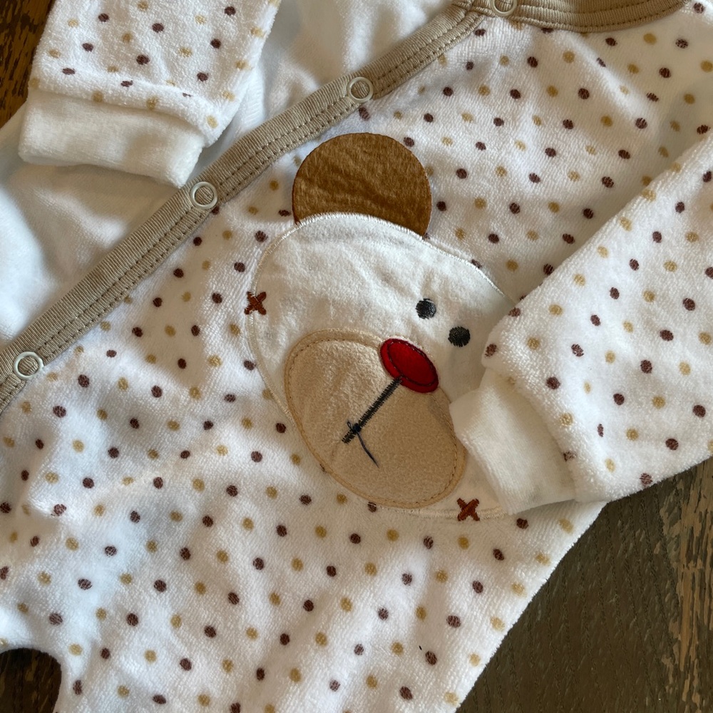 Baby Bear Polka Dot Fleece Onesie (Newborn)